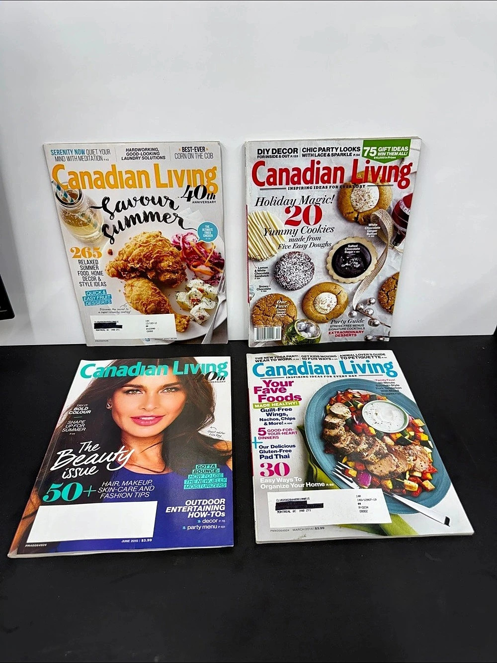 Lot of 4 Canadian Living Magazines 2013–2015 – Holiday, 40th Anniversary, Beauty